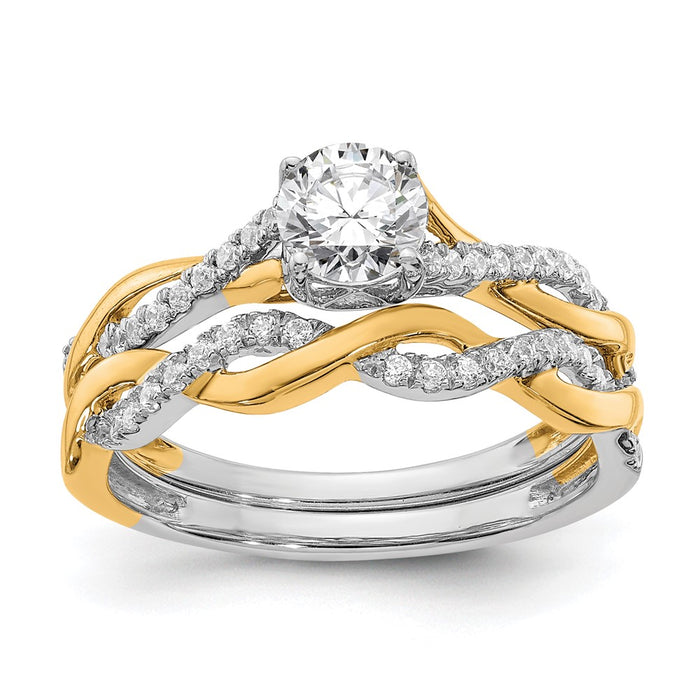 Buy Exclusive 14K Two-Tone Criss-Cross Diamond Semi-Mount Engagement Ring-7