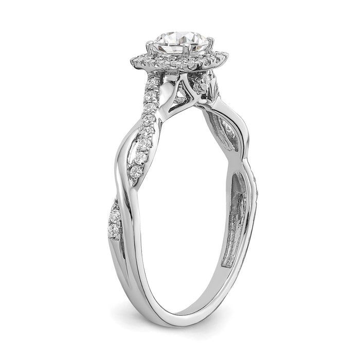 Exclusive 14K White Gold Halo Twist Engagement Ring Semi-Mount for 3/8 Carat, Stylish 1/4 Carat Diamond Accents-6