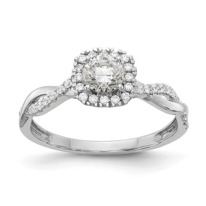Exclusive 14K White Gold Halo Twist Engagement Ring Semi-Mount for 3/8 Carat, Stylish 1/4 Carat Diamond Accents-1