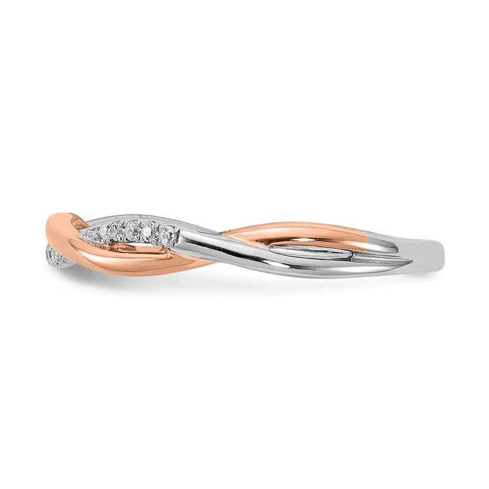 Buy Stylish 14K White & Rose Gold Criss-Cross Wedding Band, 1/10 Carat Diamonds-3