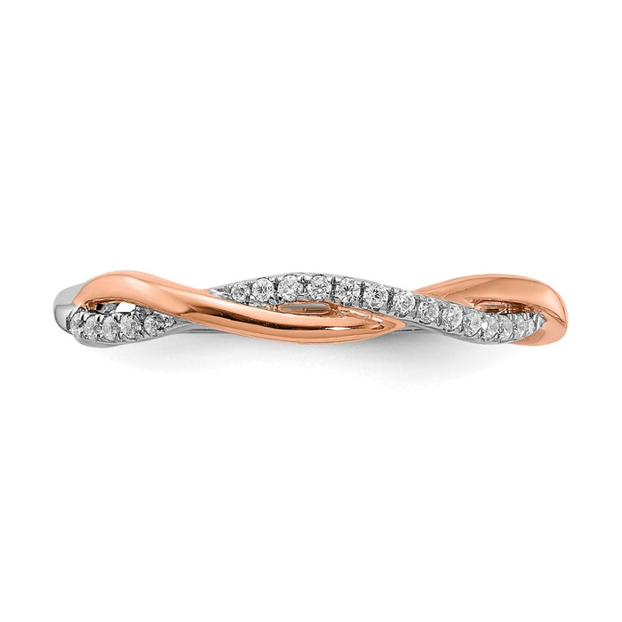 Buy Stylish 14K White & Rose Gold Criss-Cross Wedding Band, 1/10 Carat Diamonds-4