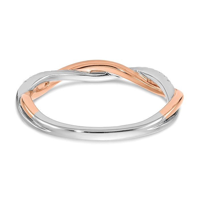 Buy Stylish 14K White & Rose Gold Criss-Cross Wedding Band, 1/10 Carat Diamonds-5