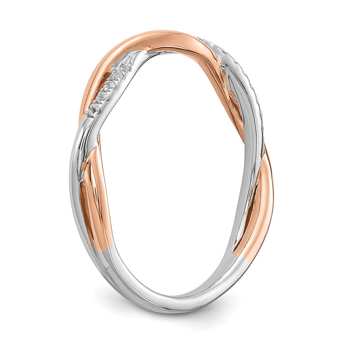 Buy Stylish 14K White & Rose Gold Criss-Cross Wedding Band, 1/10 Carat Diamonds-6