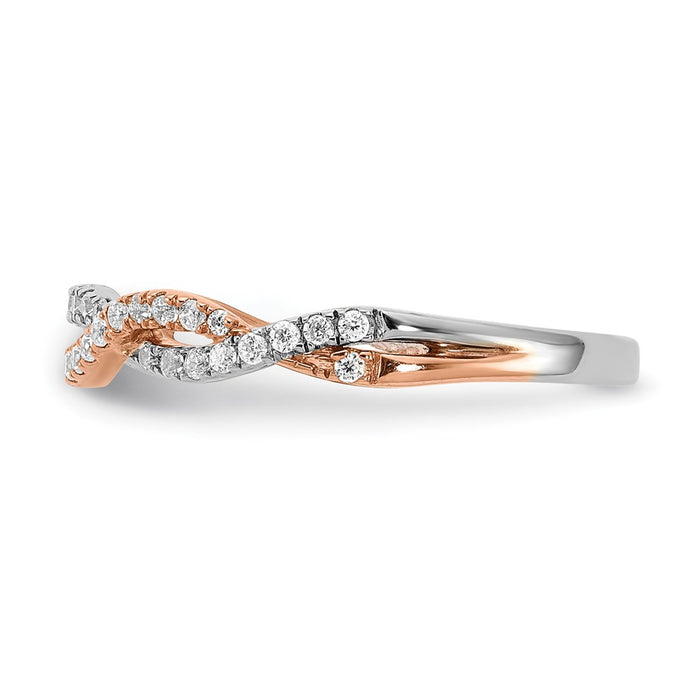 Buy Exclusive 14K White & Rose Gold Criss-Cross Diamond Wedding Band - 1/4 Carat-3