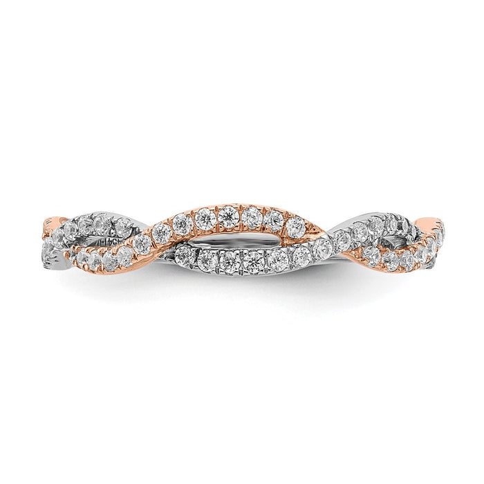 Buy Exclusive 14K White & Rose Gold Criss-Cross Diamond Wedding Band - 1/4 Carat-4