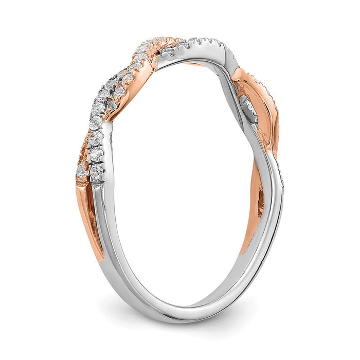 Buy Exclusive 14K White & Rose Gold Criss-Cross Diamond Wedding Band - 1/4 Carat-6