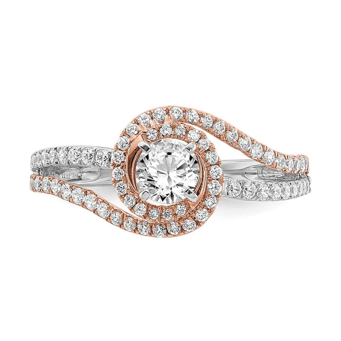 Buy High-Quality 14K White & Rose Gold Halo Engagement Ring Semi-Mount-4
