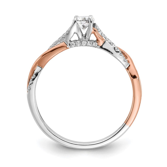 Buy Stylish 14K White & Rose Gold Criss-Cross Engagement Ring - 1/4 Carat-2