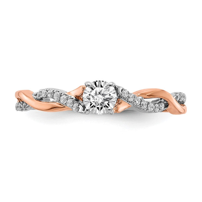 Buy Stylish 14K White & Rose Gold Criss-Cross Engagement Ring - 1/4 Carat-4