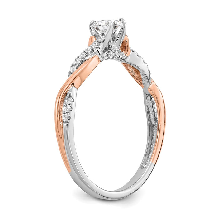 Buy Stylish 14K White & Rose Gold Criss-Cross Engagement Ring - 1/4 Carat-6