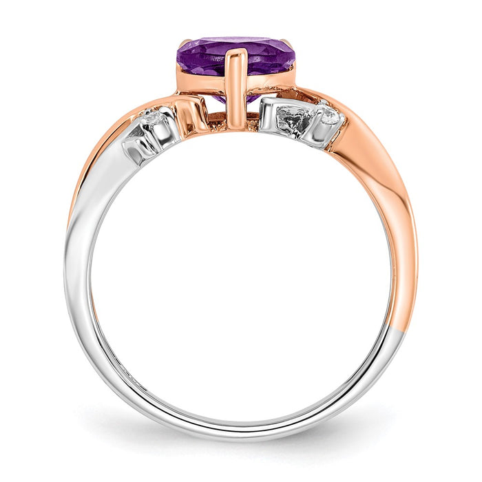 Buy Exclusive 14K Two-Tone Heart-Shaped Amethyst & Diamond Ring - Stylish Value-2