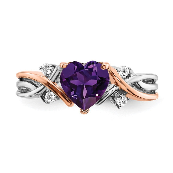 Buy Exclusive 14K Two-Tone Heart-Shaped Amethyst & Diamond Ring - Stylish Value-4