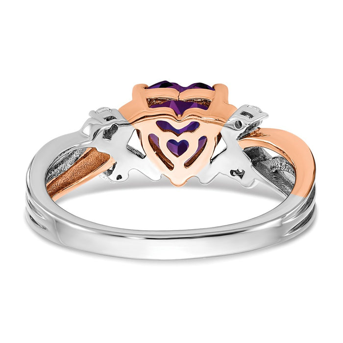 Buy Exclusive 14K Two-Tone Heart-Shaped Amethyst & Diamond Ring - Stylish Value-5