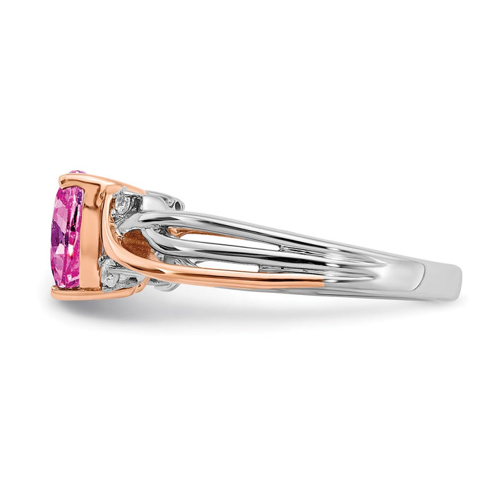 Exclusive 14K Two-Tone Heart Ring with Pink Sapphire & Diamonds - Affordable Luxury-3