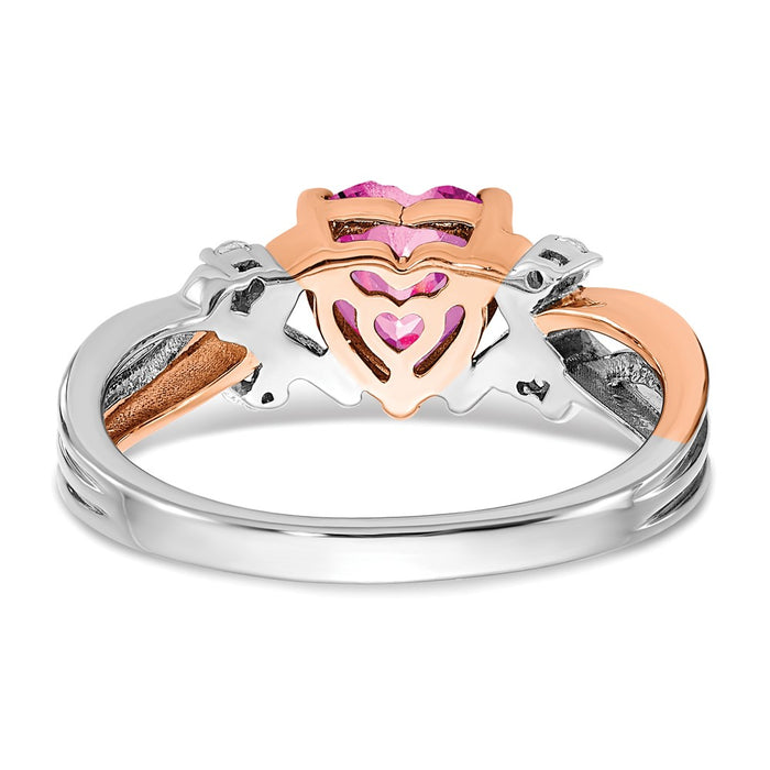 Exclusive 14K Two-Tone Heart Ring with Pink Sapphire & Diamonds - Affordable Luxury-5
