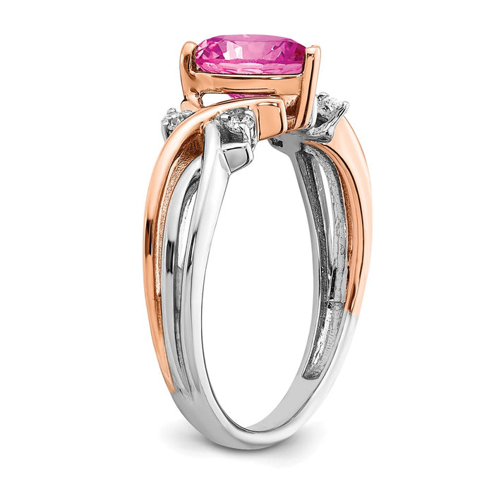 Exclusive 14K Two-Tone Heart Ring with Pink Sapphire & Diamonds - Affordable Luxury-6
