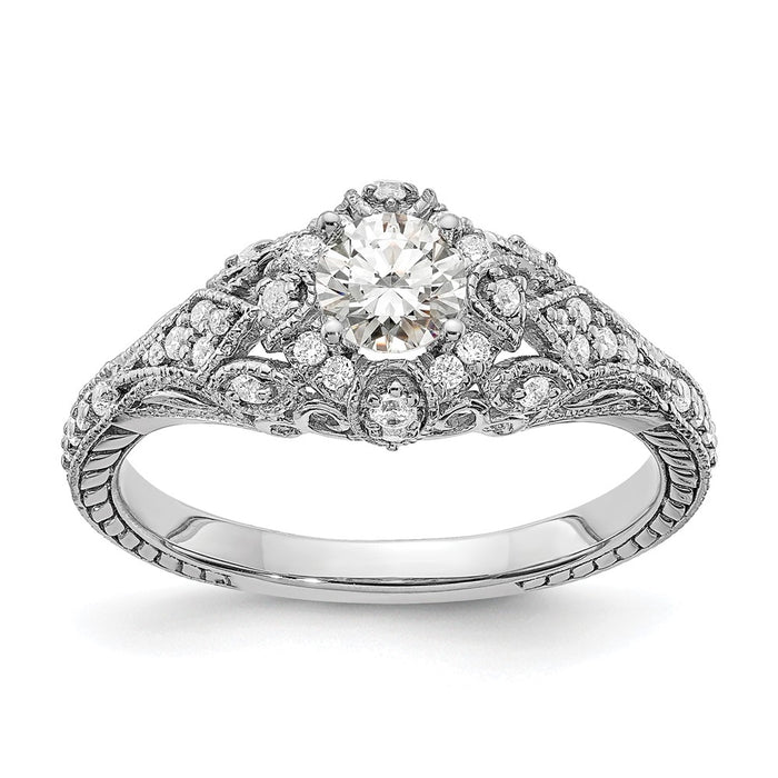 Exclusive 14K White Gold Semi-Mount Engagement Ring, 1/5 Carat Diamonds, Affordable Price-1