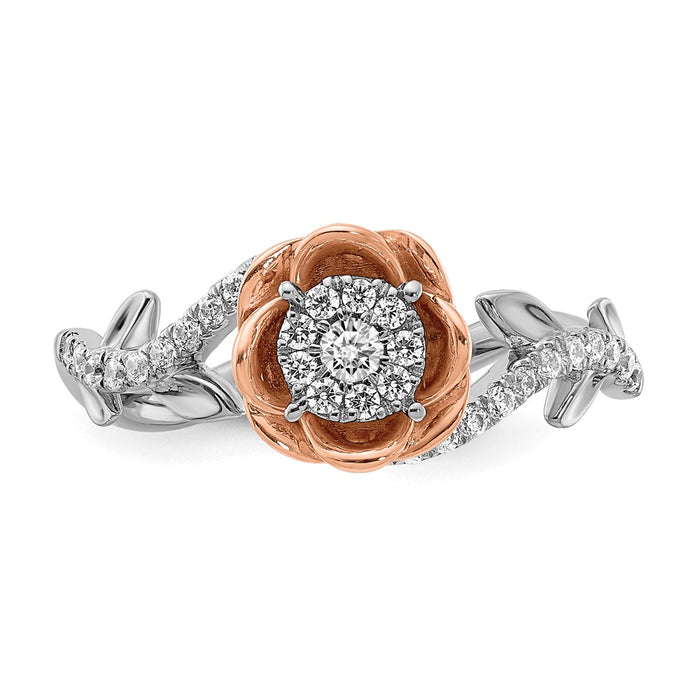 Buy 14K White & Rose Gold Floral Engagement Ring, 1/4 Carat Diamond - Stylish Value!-4