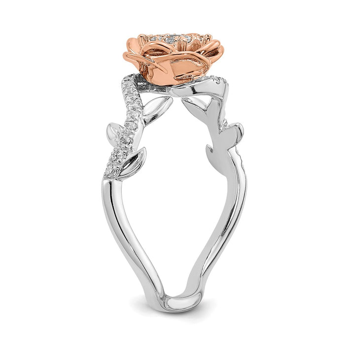 Buy 14K White & Rose Gold Floral Engagement Ring, 1/4 Carat Diamond - Stylish Value!-6