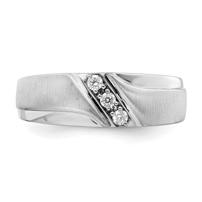 Buy Stylish Men's 14k White Gold 3-Stone Diamond Band - 1/8 Carat Value-4