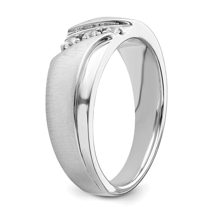 Buy Stylish Men's 14k White Gold 3-Stone Diamond Band - 1/8 Carat Value-6
