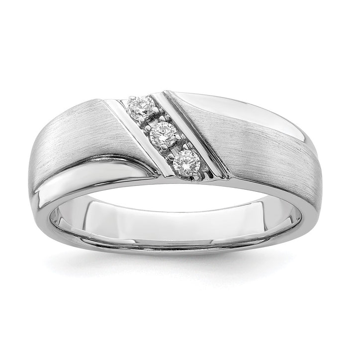 Buy Stylish Men's 14k White Gold 3-Stone Diamond Band - 1/8 Carat Value-1