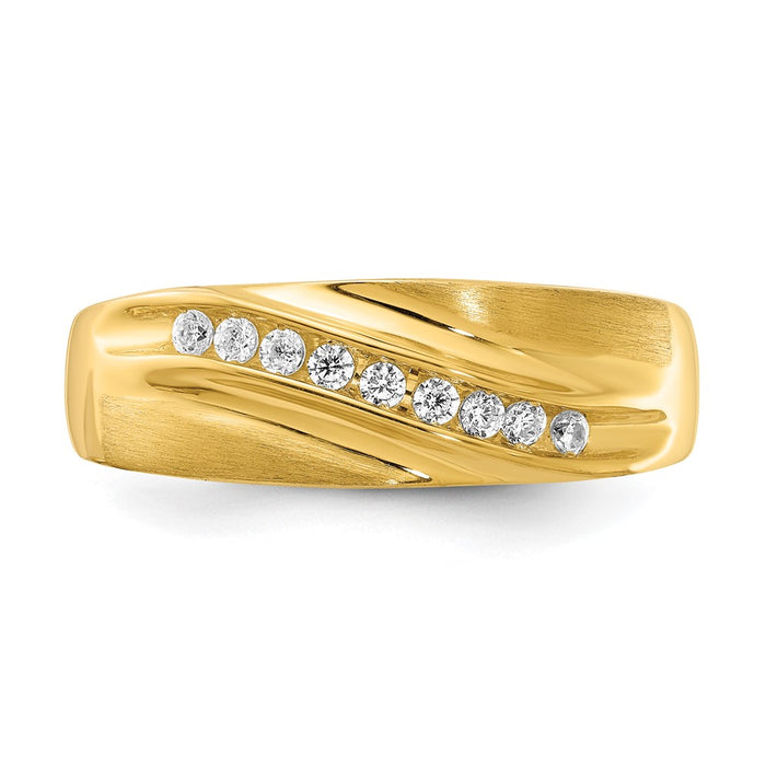 Buy Exclusive 14K Satin Finish Men's Band with 1/5 Carat Diamond Accents-3