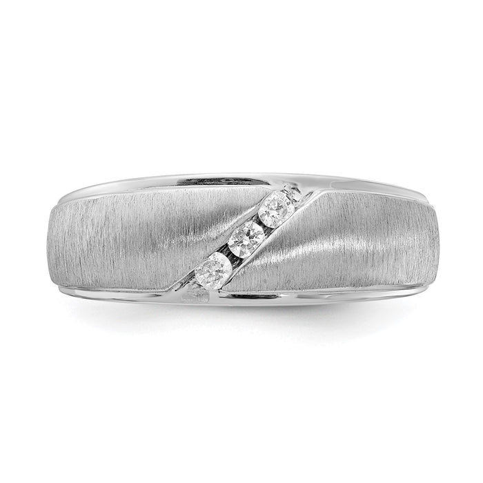 Buy Stylish 14K White Gold Men's 3-Stone Diamond Band, 1/6 Carat Total Weight-4
