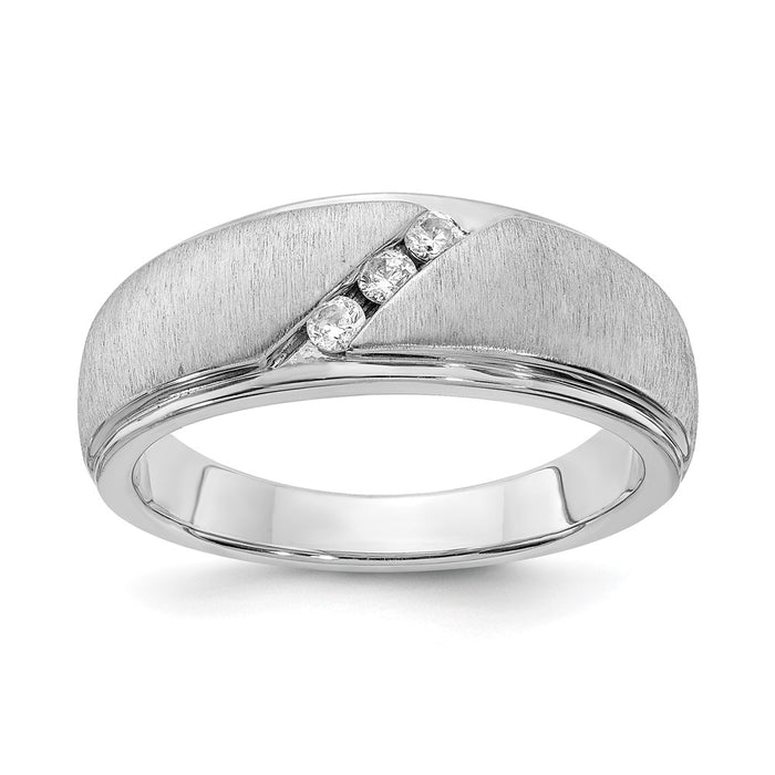 Buy Stylish 14K White Gold Men's 3-Stone Diamond Band, 1/6 Carat Total Weight-1