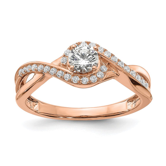 Buy 14K Rose Gold Criss-Cross Engagement Ring | 1/3 Carat Center | Stylish Value-1