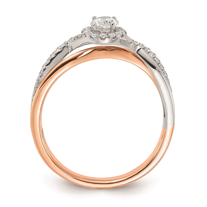 Buy 14K Two-Tone Oval Halo Diamond Semi-Mount Ring Setting | Stylish Value!-2