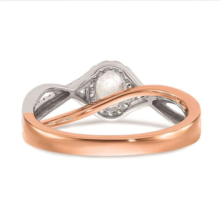 Buy 14K Two-Tone Oval Halo Diamond Semi-Mount Ring Setting | Stylish Value!-5