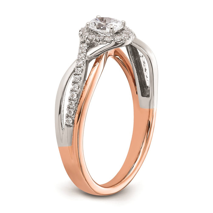 Buy 14K Two-Tone Oval Halo Diamond Semi-Mount Ring Setting | Stylish Value!-6