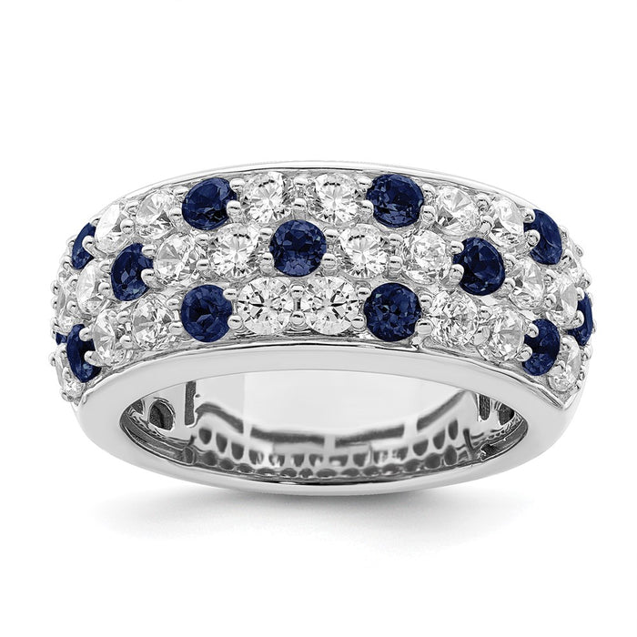 Exclusive 14K White Gold Ring with 1.5 Carat Lab-Grown Diamond & Blue Sapphire - Affordable Luxury!-1