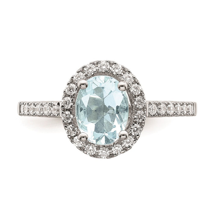 High-Quality 14K Gold Halo Engagement Ring with 8x6mm Aquamarine & Diamonds-4