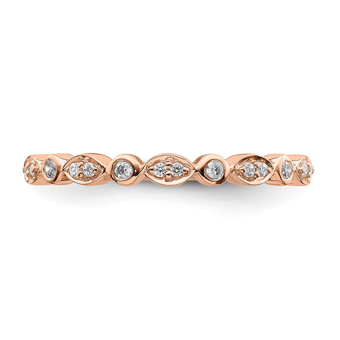 Buy Stylish 14K Rose Gold Diamond Wedding Band Set - 1/5 Carat, 2 Rings-4