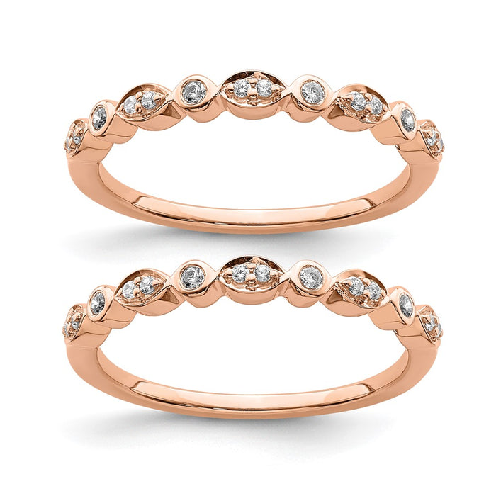 Buy Stylish 14K Rose Gold Diamond Wedding Band Set - 1/5 Carat, 2 Rings-1
