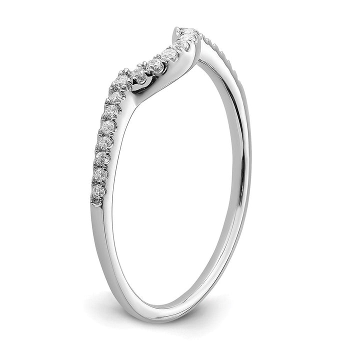 Designer 14K White Gold Contoured Wedding Band with 1/8 Carat Diamonds - Stylish Value-6