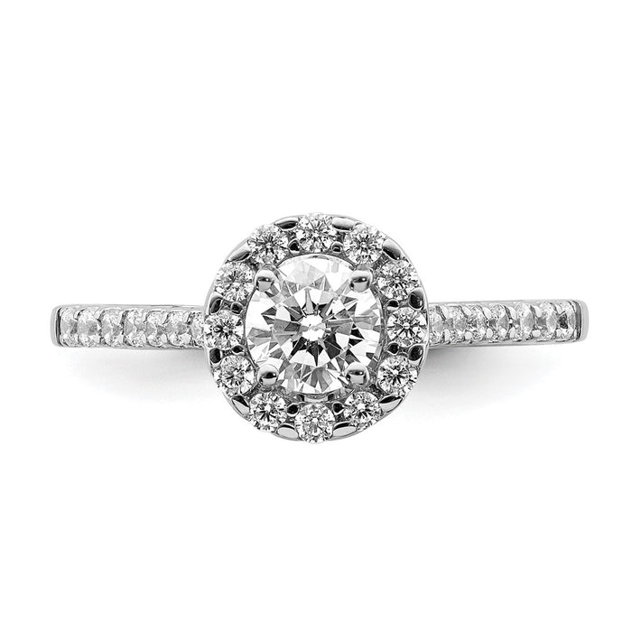 Buy Exclusive 14K White Gold Halo Engagement Ring - 1/2 Carat Center, Stylish Accents-4