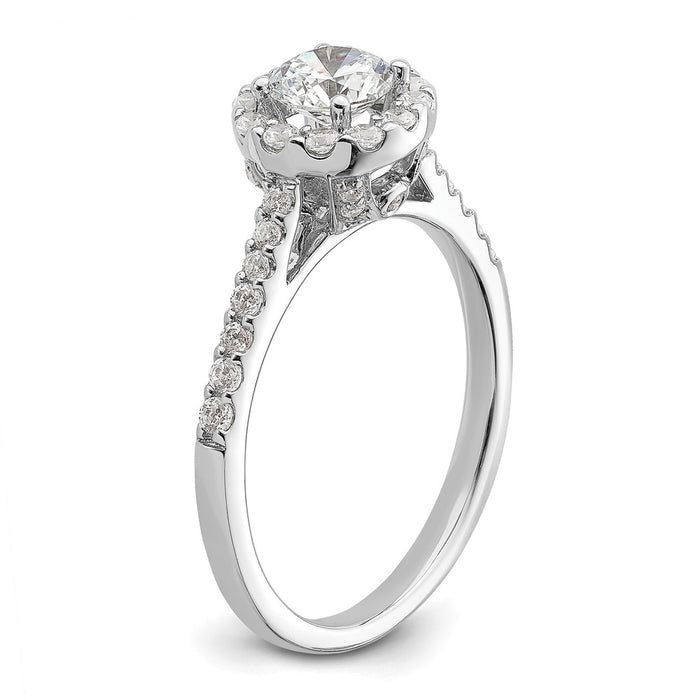 Buy Exclusive 14K White Gold Halo Engagement Ring - 1/2 Carat Center, Stylish Accents-6