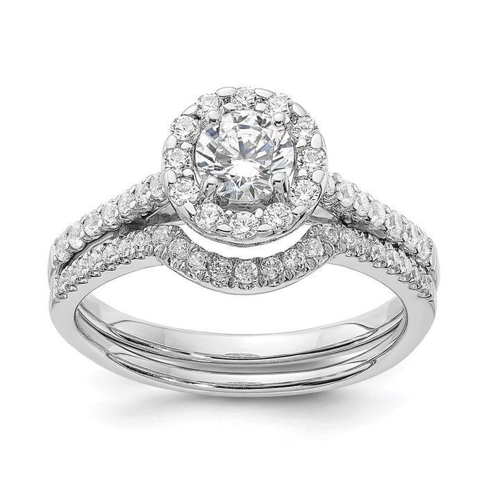Buy Exclusive 14K White Gold Halo Engagement Ring - 1/2 Carat Center, Stylish Accents-7
