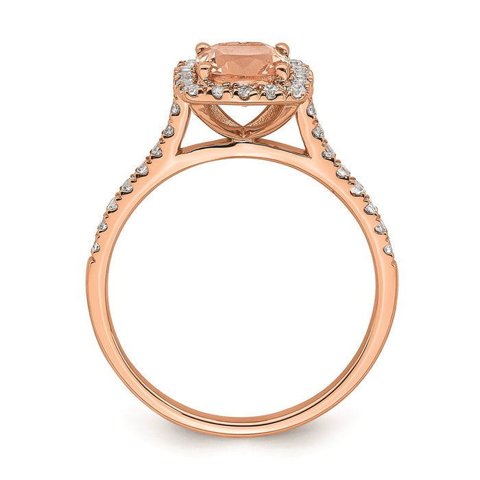 High-Quality Blooming Bridal 14K Rose Gold Halo Ring | 6mm Morganite, Stylish Value-2