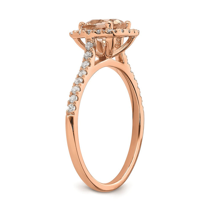 High-Quality Blooming Bridal 14K Rose Gold Halo Ring | 6mm Morganite, Stylish Value-6