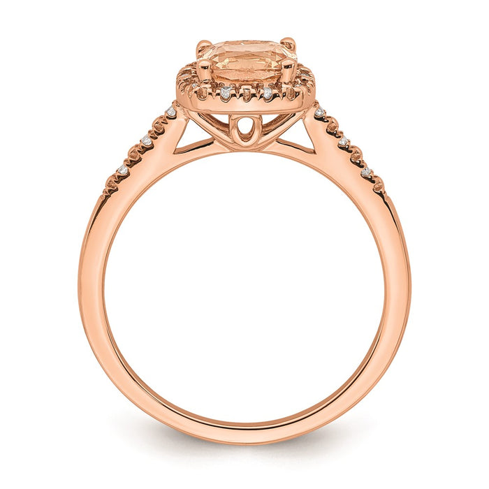 Buy Stylish 14K Rose Gold Halo Engagement Ring with 6mm Morganite & Diamonds-2