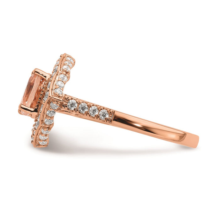 Exclusive Blooming Bridal 14K Rose Gold Halo Ring: 7mm Morganite & 3/4 Carat Diamonds, Stylish Value-3