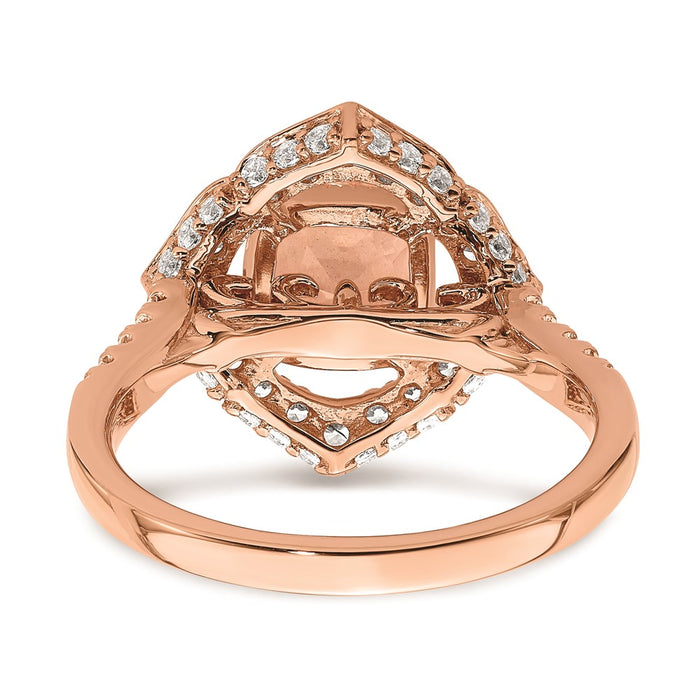 Exclusive Blooming Bridal 14K Rose Gold Halo Ring: 7mm Morganite & 3/4 Carat Diamonds, Stylish Value-5