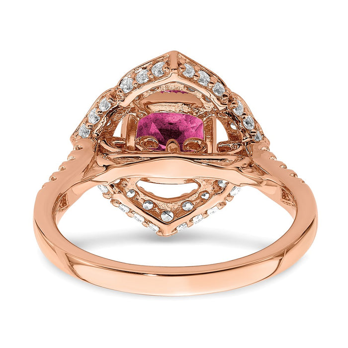Buy Affordable 14K Rose Gold Rhodolite Garnet & Diamond Halo Engagement Ring-5