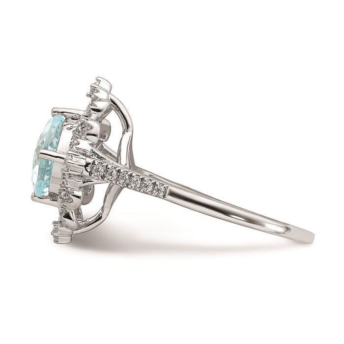 Buy Exclusive 14K White Gold Vintage Engagement Ring with 7mm Aquamarine & Diamonds-3