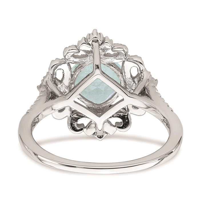 Buy Exclusive 14K White Gold Vintage Engagement Ring with 7mm Aquamarine & Diamonds-5