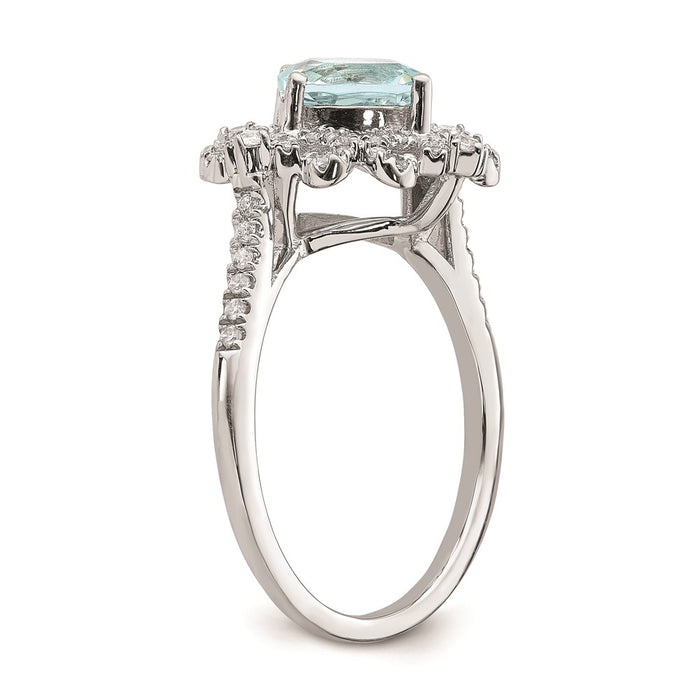 Buy Exclusive 14K White Gold Vintage Engagement Ring with 7mm Aquamarine & Diamonds-6